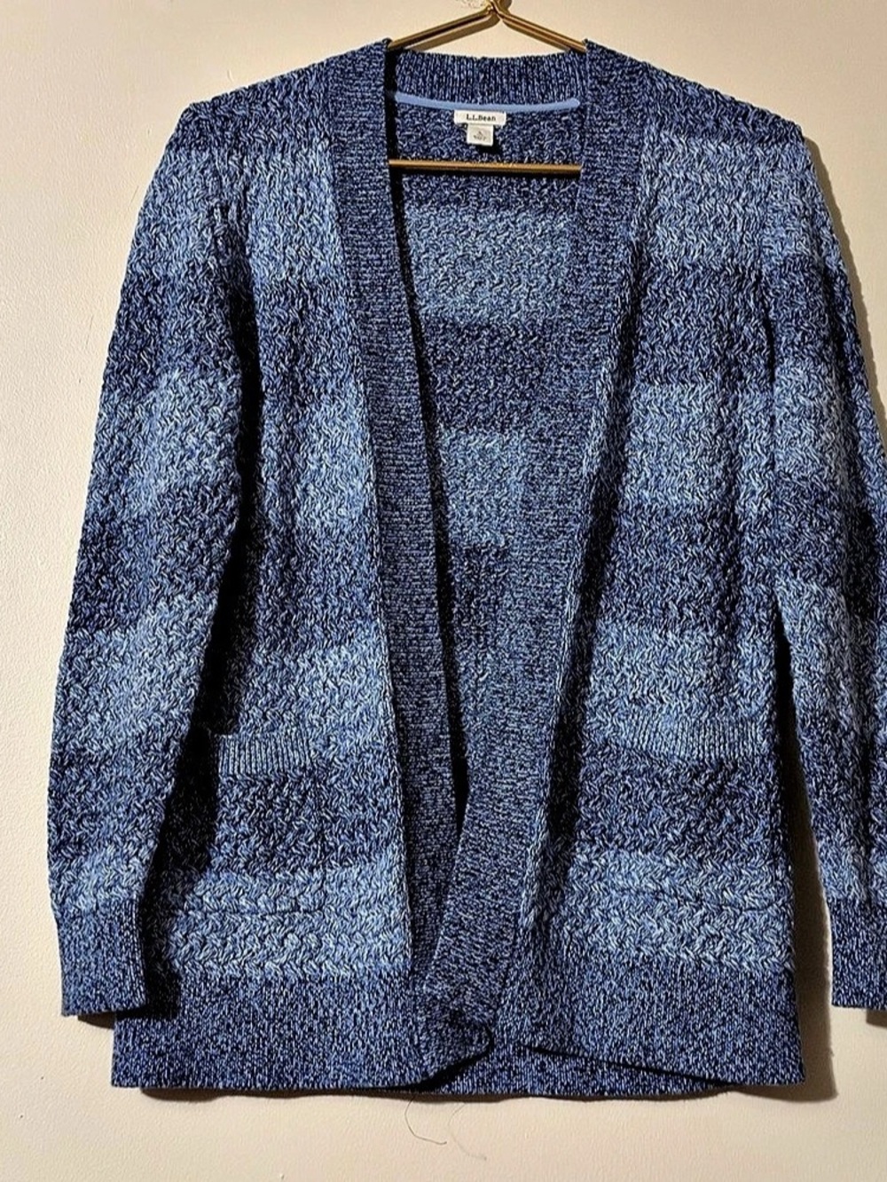 L.L.Bean Striped Cardigan in Blue Size Small Like New